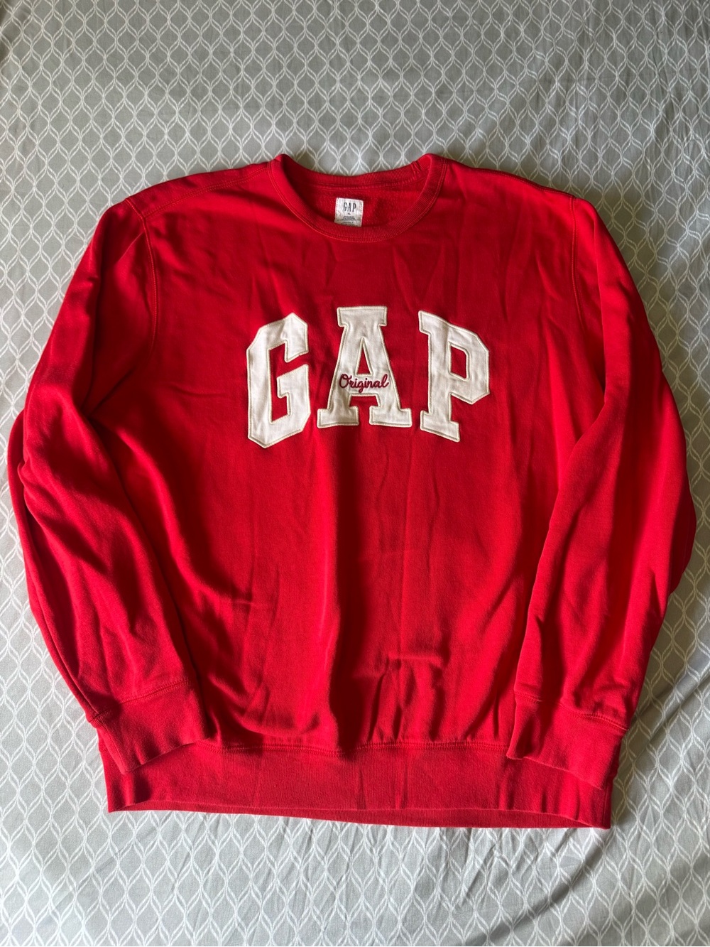 GAP Red Crewneck with White Logo Appliqué